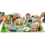 Set de joaca Orase  cu masinute si cladiri din lemn Deluxe Wooden Town Vehicle Play Set 38 Pieces Melisa and Doug 